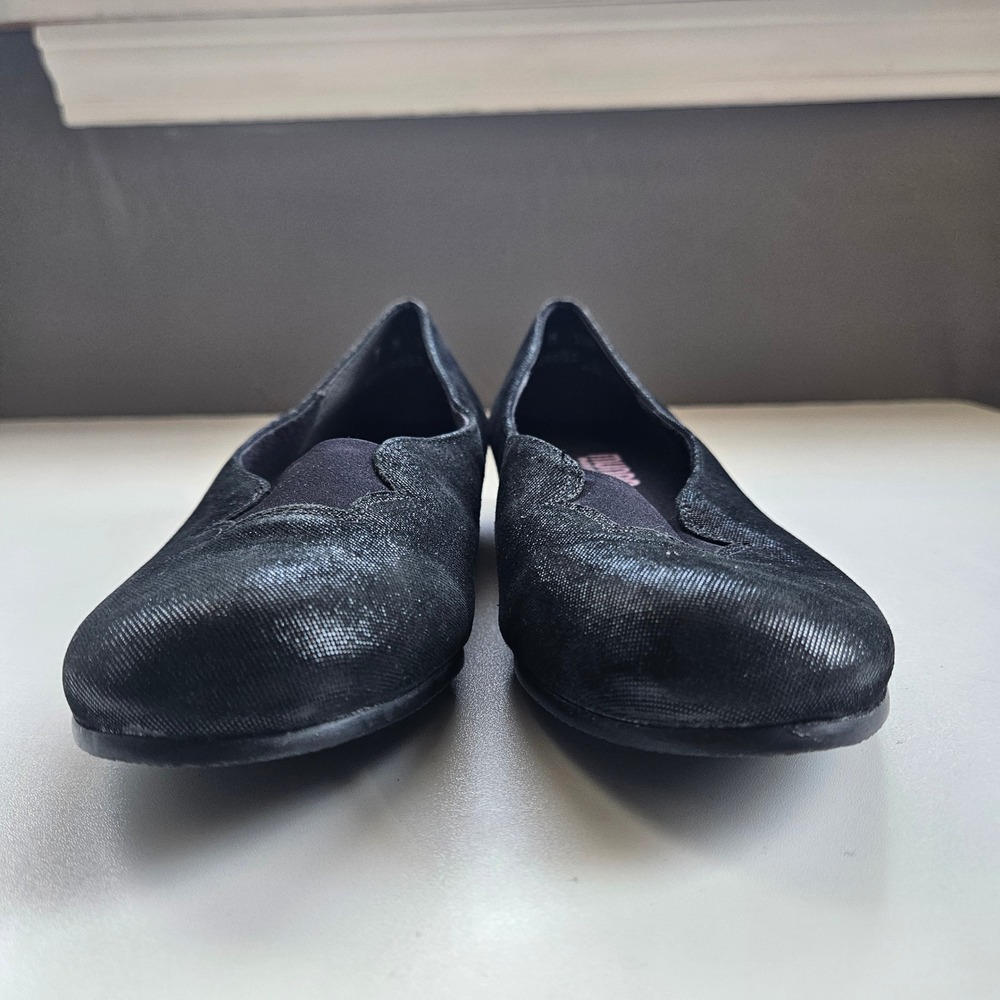Munro Ballet Flats Women 7M Black Metallic Shimmer Minimalist Formal Hoco Office - Picture 7 of 9